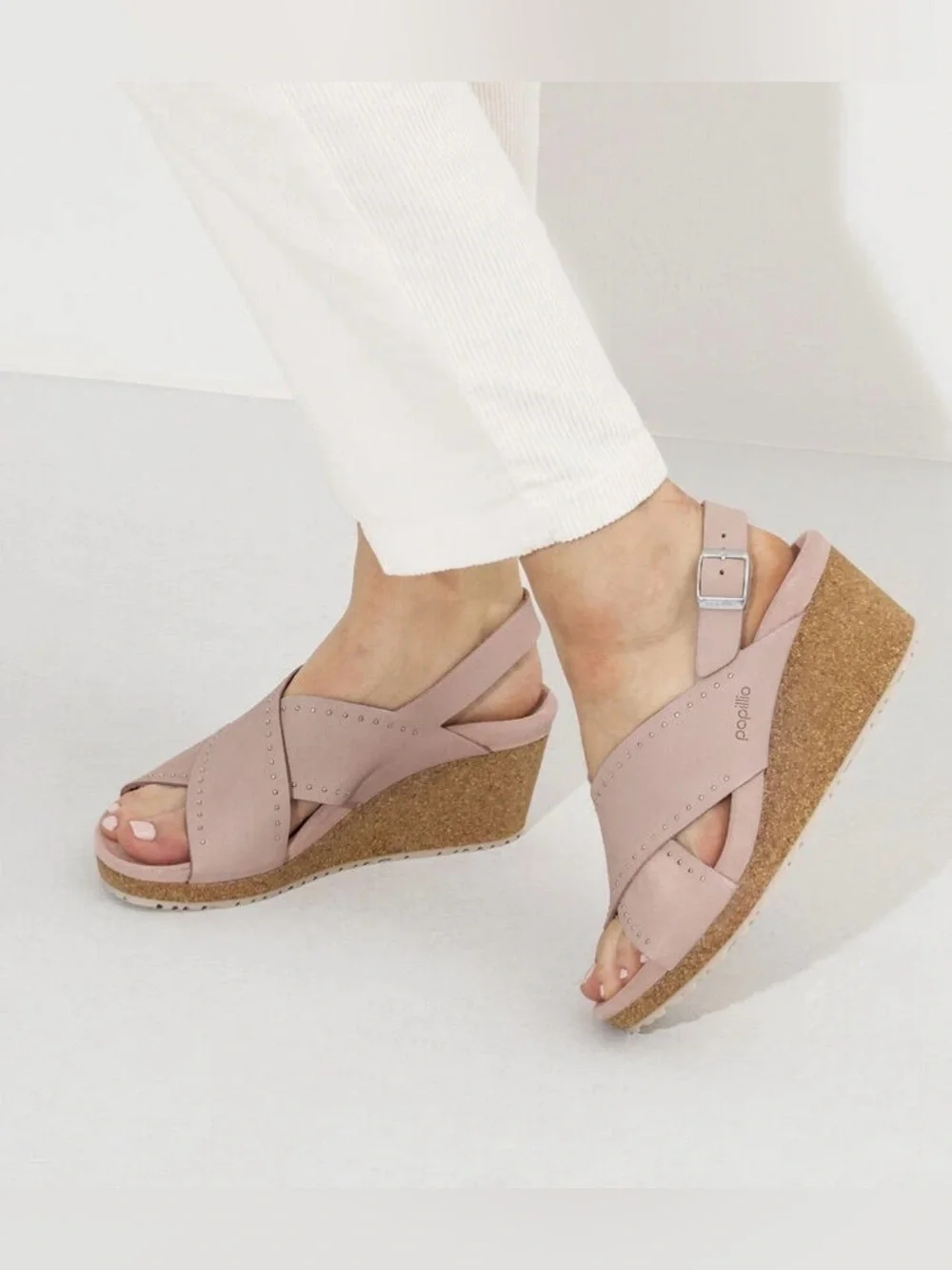 Papillio Birkenstock Samira Rivet Rose Platform Wedge Sandals - Size 39 US 8.5